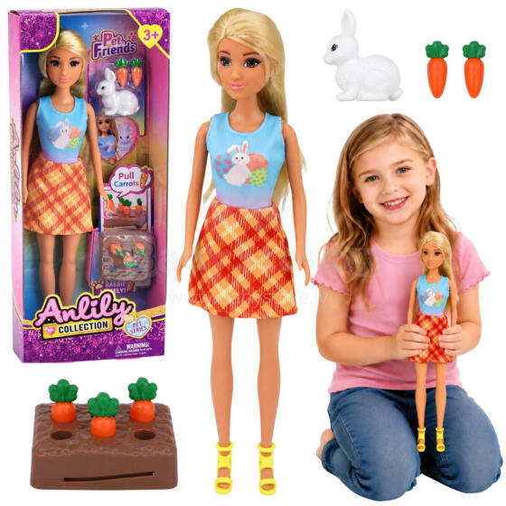 Anlily Doll with White Rabbit and Carrots Carrot Stand Set