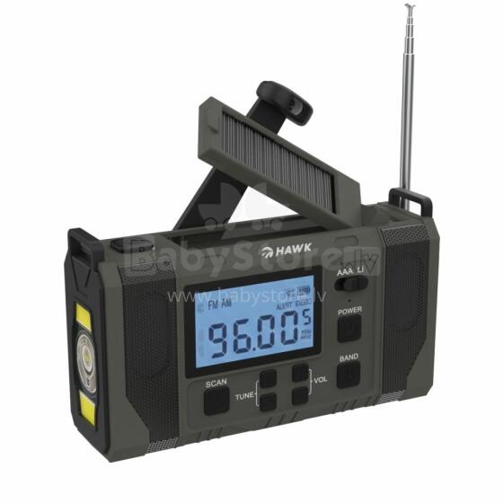 Hawk HWRDI420GN Radio Solar Dynamo With Flashlight