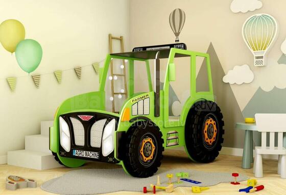 Plastiko Traktor Art.296475 Green Детская стильная кровать с матрасом 180x90cм