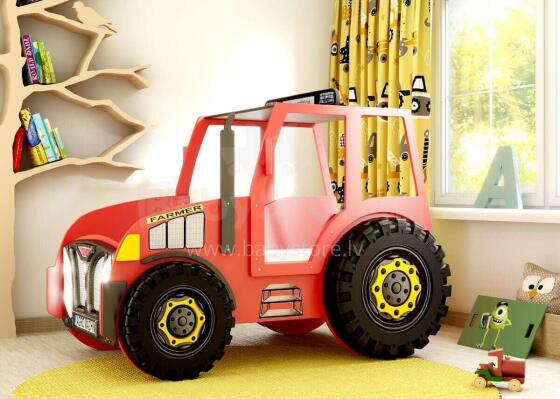 Plastiko Traktor Art.296476 Red Детская стильная кровать с матрасом 180x90cм