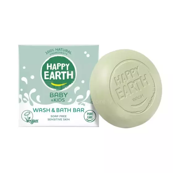 Happy Earth Bath Bar Art.296499 Увлажняющий боди-бар  100% натуральный с маслом какао, без мыла, для детей, 50 г