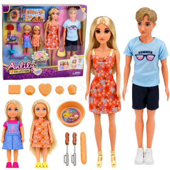 Anlily Dolls Set Family Kids Picnic Accessories Food