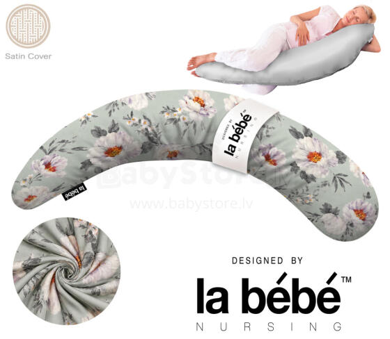 La Bebe™ Moon Satin Art.3355 Grey Papildu kokvilnas satīna pārvalks grūtnieču pakaviņam 36x185 cm