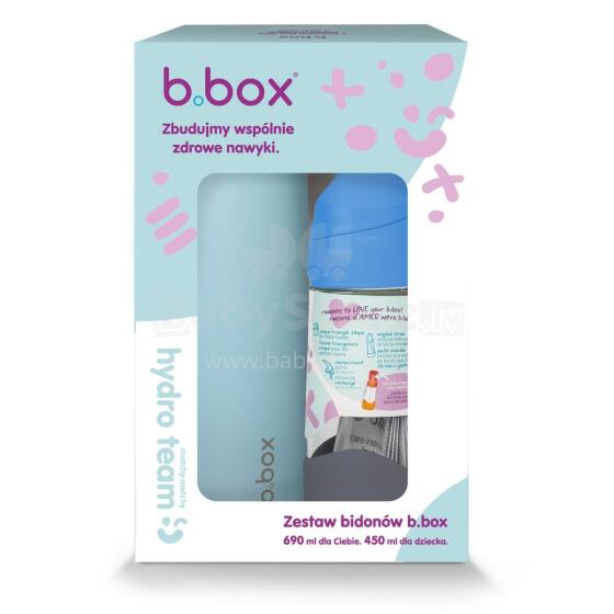 Hydro Team Set: 690 ml Lagoon Insulated Bottle + 450 ml Blue Slate Tritan Water Bottle with Straw, b.box