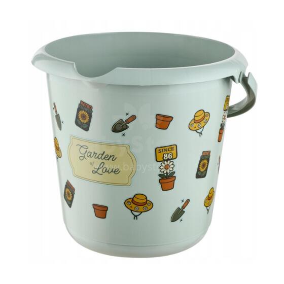 Deco bucket 10L Ilvie &amp;quot;Garden&amp;quot; &Oslash;30x28cm green
