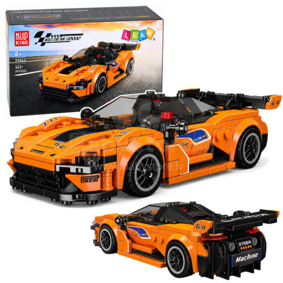 Construction Bricks Sports Car Orange Display Case 423 pcs.