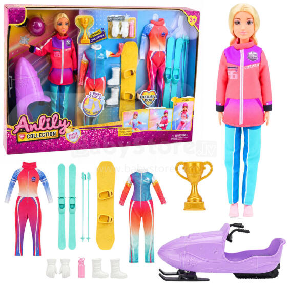 Anlily Doll Winter Sports Skis Snowmobile Snowboard Clothes Set
