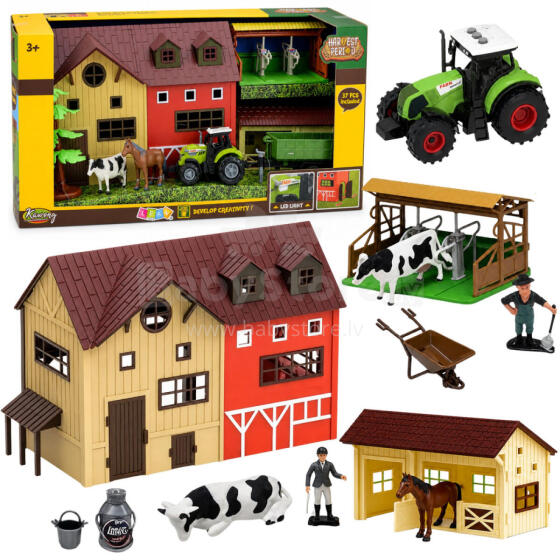 Farm Set With Tractor and Barn Animals Figures Accessories 37 pcs.