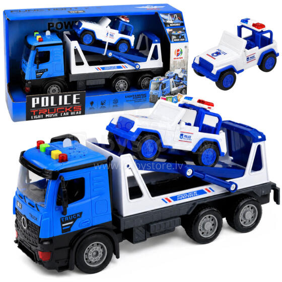 Police Tow Truck with Patrol Car Vehicle Set Lights Sounds Blue