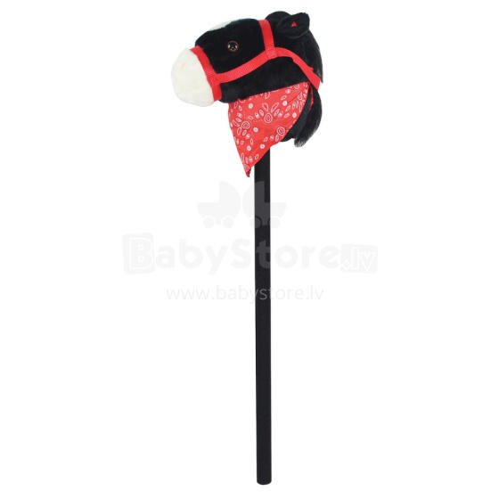 Plush toy - 49689 - HORSE with SOUND  on STICK - BLACK - size 68 cm