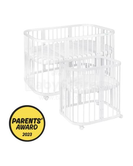 Waldin Baby Collection Bed Crib  7 in 1 Art.297432 White Многофункциональная деревянная кроватка-трансформер 7 в 1 с матрасом