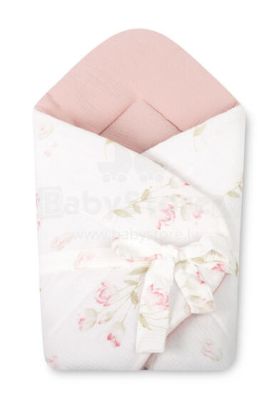 BABY WRAP MUSLIN 75x75 FLOWERS PINK