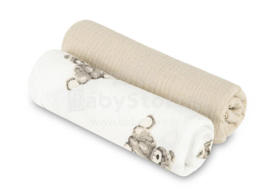 DIAPER CRUSHED MUSLIN 60X75 2-PACK TEDDY BEIGE