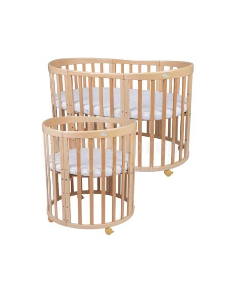 Waldin Oval Baby Collection Bed Crib  7 in 1 Art.297542 Natural Wood  Koka ovāla daudzfunkcionāla gulta 7 vienā ar matraci
