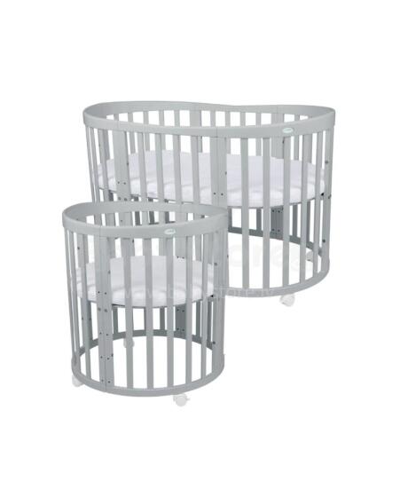 Waldin Oval Baby Collection Bed Crib  7 in 1 Art.297543 Grey Multifunctional wooden 7-in-1 transforming crib