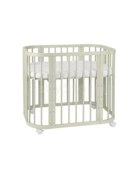 Waldin  Bed Crib  5 in 1 Art.297546 Olive Koka  daudzfunkcionāla gulta 5 vienā ar matraci
