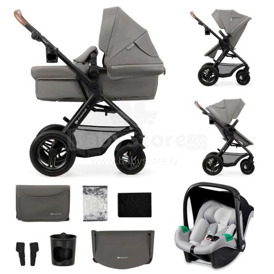 Kinderkraft Moov2 Air 4 in1 Art.297981 Light Grey Bērnu ratiņi četri viena ar bāzi Isofix