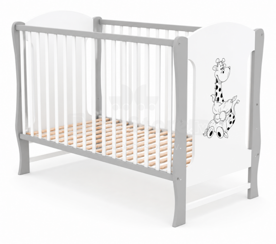 Elf Bed Zephyr Art.298041 White\Grey Детская деревянная кроватка 120x60см