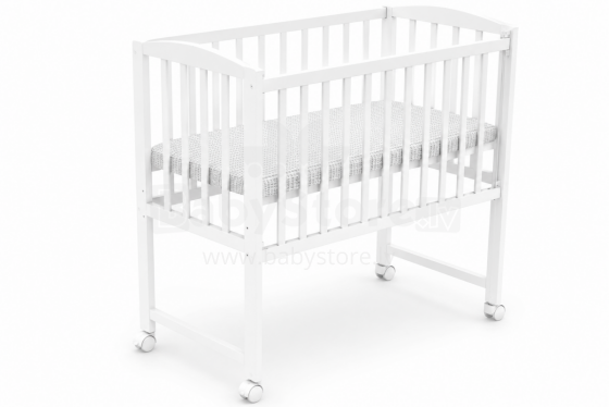 Elf Bed Mist Art.298059 White Wooden baby crib/cradle on wheels (90x40 cm)