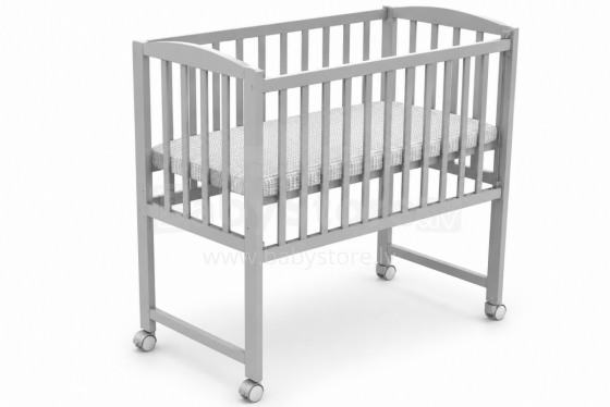 Elf Bed Mist Art.298060 Grey Детская деревянная кроватка/колыбелька на колёсиках 90x40см