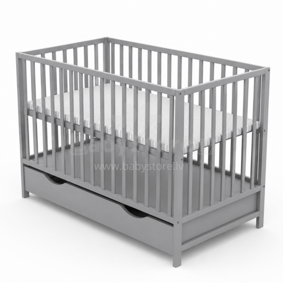 Elf Bed Сlassic Drawer Art.298083 Grey Bērnu koka gulta ar atvilktni 120x60cm
