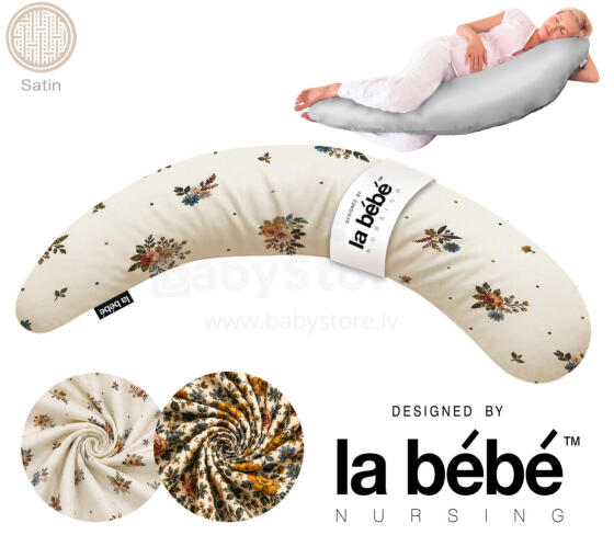 La Bebe™ Moon Satin Art.996539 Liels grūtnieču un barošanas spilvens ar Memory Foam pildījumu (īpaši mīksts un kluss, ķermenim pielāgojošs pildījums) 36×195 cm