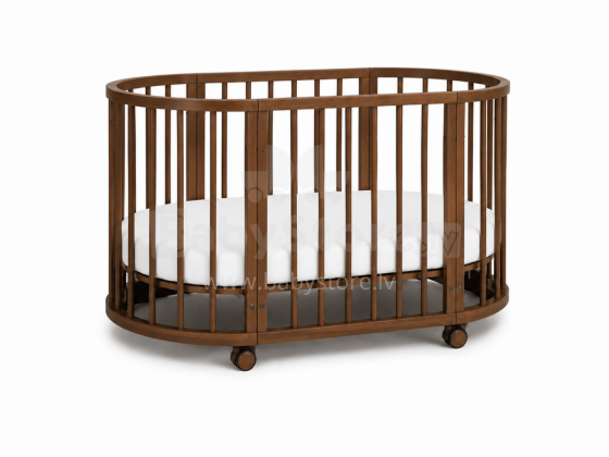 Elf Bed Crib Ovi  3 in 1 Art.298150 Nut  Koka  daudzfunkcionāla gulta 3 vienā ar matraci
