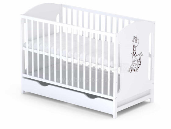 Elf Bed Meadow Drawer Art.298162 White Bērnu koka gulta ar atvilktni 120x60cm