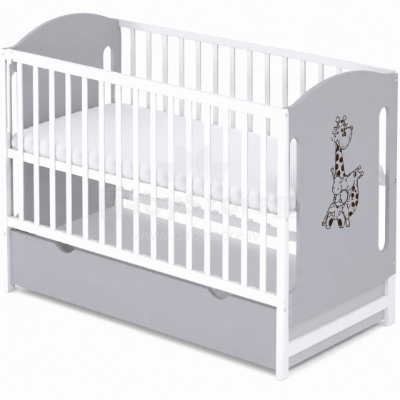 Elf Bed Meadow Drawer Art.298163 White/Grey Bērnu koka gulta ar atvilktni 120x60cm