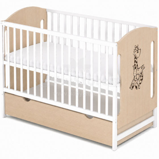 Elf Bed Meadow Drawer Art.298164 White/Natural Детская деревянная кроватка с выдвижным ящиком 120x60см