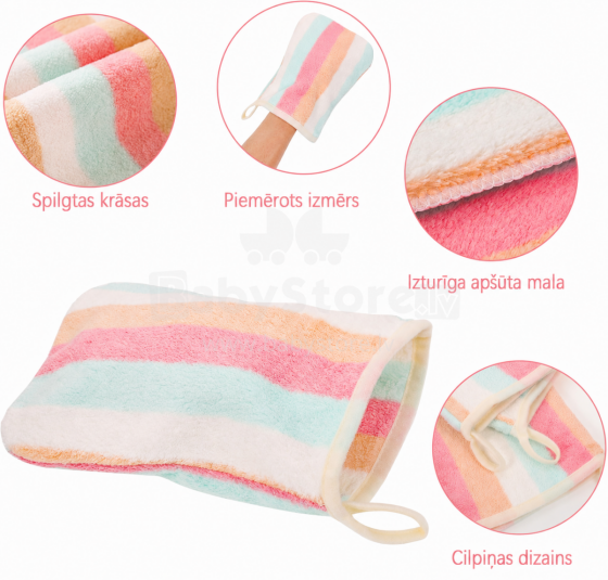 Bebe Basic Washcloth Art.298318 Stripes Mazgāšanas cimdiņš,1 gab