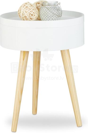 ModernHome Round Side Table Art.298327 Apaļais kafijas galdiņš ar uzglabāšanu un naktsgaldiņš