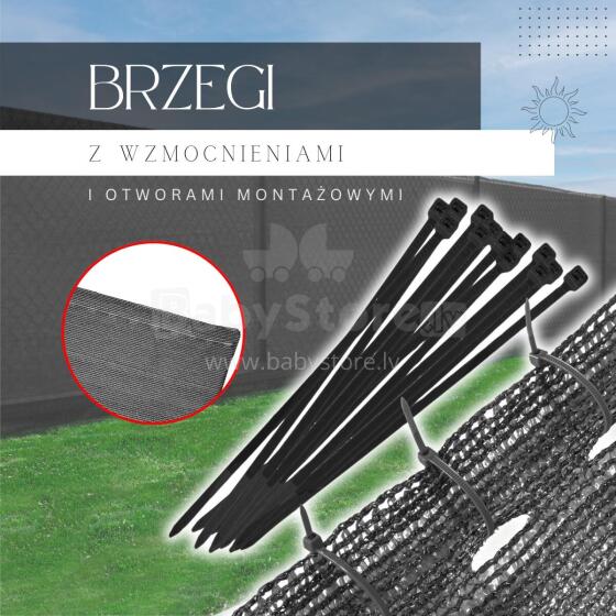 Gaiši antracīta ēnošanas tīkls 185 GSM 1,5 x 50 m, 200 stiprinājumi SN0062