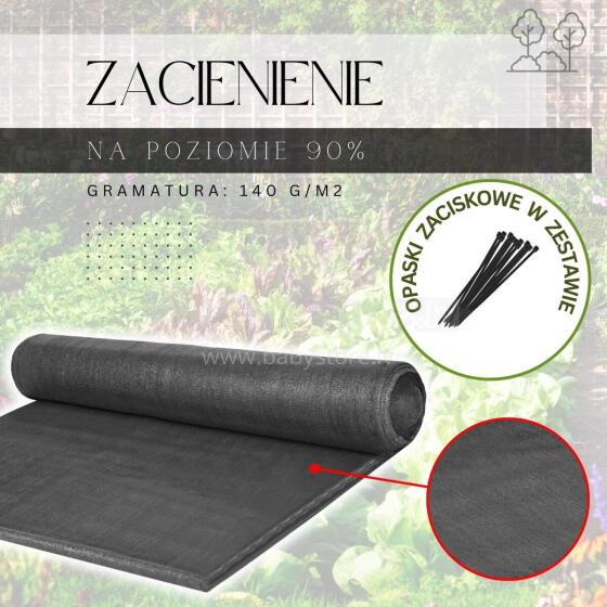 Gaiši antracīta ēnošanas tīkls 140 GSM 1,5 x 25 m, 100 stiprinājumi SN0065