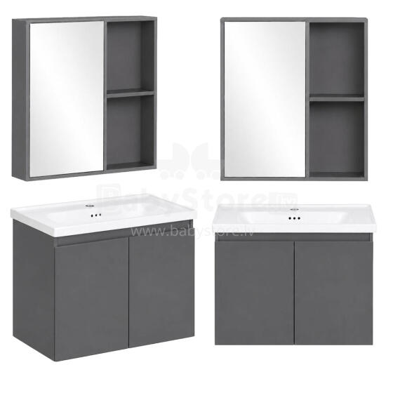 Vannas istabas skapīša komplekts ar izlietni un spoguli, pie sienas piestiprināms, ModernHome