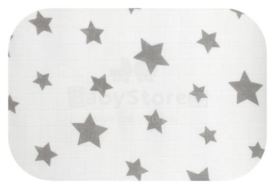 Autiņš - 7169 - TETRA PRINT - EGA - LUX - ZVAIGZNES - PELĒKS / BALTS fona izmērs - 70x80 cm