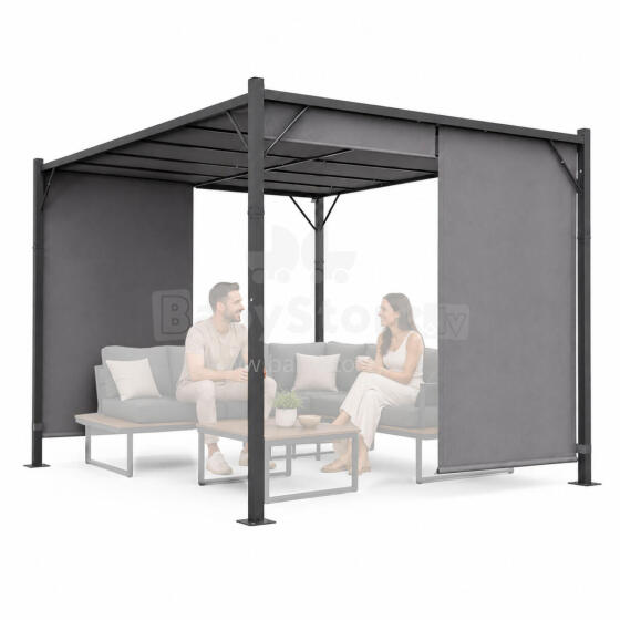 Dārza pergola terasei 3x4 m tērauda nojume pelēka MultiGarden