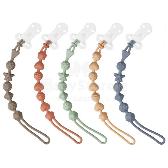 Kidsworld Silicone Pacifier Clip  Art.298740 Mix Māneklīša ķēde (Knupja turētājs) ar klipsi, 1gab
