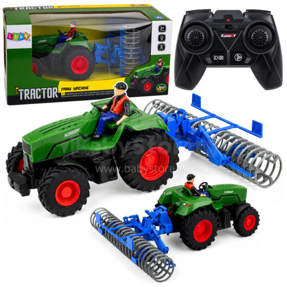 RC Zaļais Traktors ar Rullīti un Lauksaimnieku 1:24 Tālvadības
