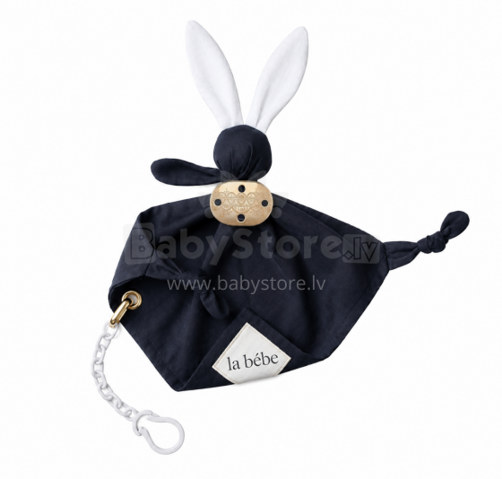 La Bebe™ Sleep Comforter Gift Set Art.299202 Black Bunnies Mīksta miega lupatiņa+Māneklīša ķēde ar klipsi