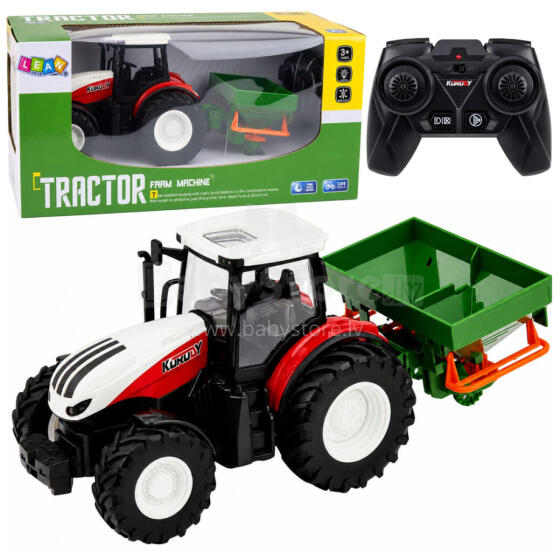 RC Tālvadības Lauksaimniecības Traktors ar Sējmašīnu Gaismas Sarkans 1:24