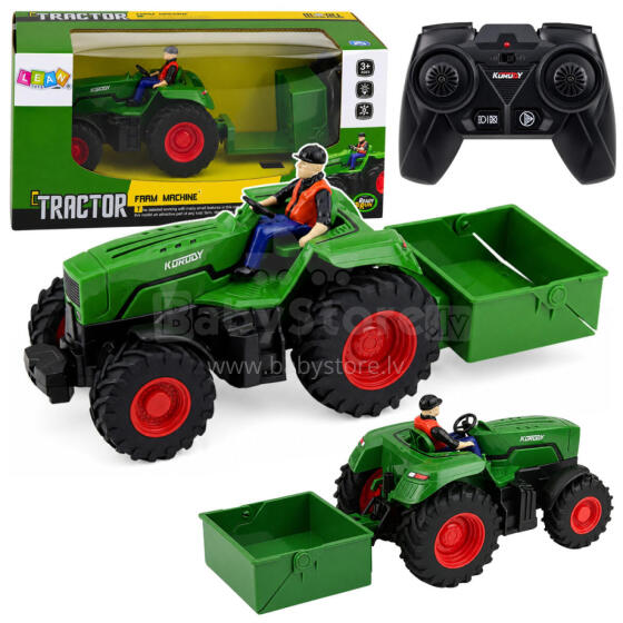 Tālvadības RC lauksaimniecības traktors ar piekabi Zemnieks 1:24
