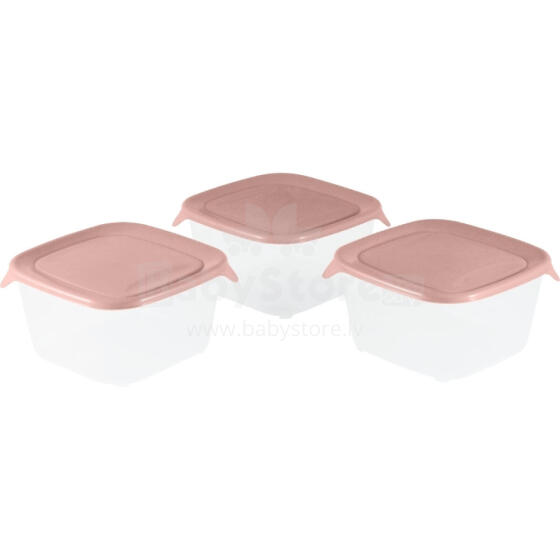 Pārtikas trauciņu komplekts 3 gab. kvadrāts 3x1,2L Fresh&amp;amp;Go rozā