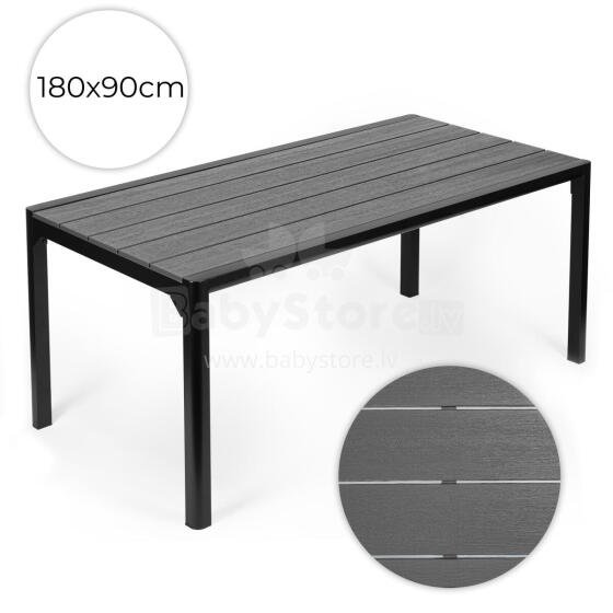 Liels dārza galds 8 personām 180x90 cm terasei dārzā pelēks virsma MultiGarden