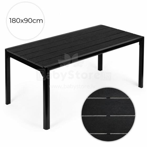 Liels dārza galds 8 personām 180x90 cm terasei dārzā melns MultiGarden