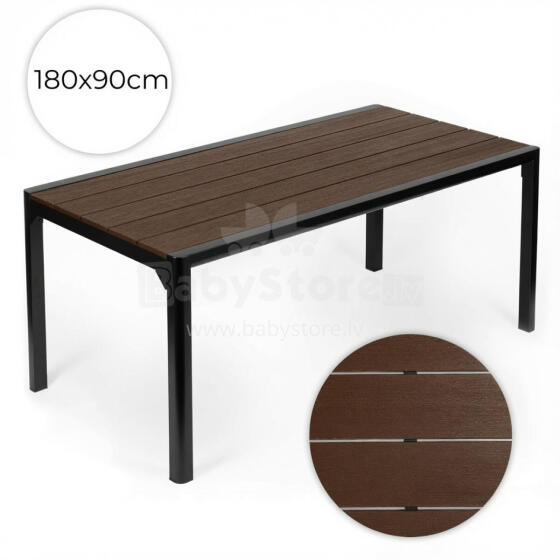 Liels dārza galds 8 personām 180x90 cm terasei dārzā brūns virsma MultiGarden