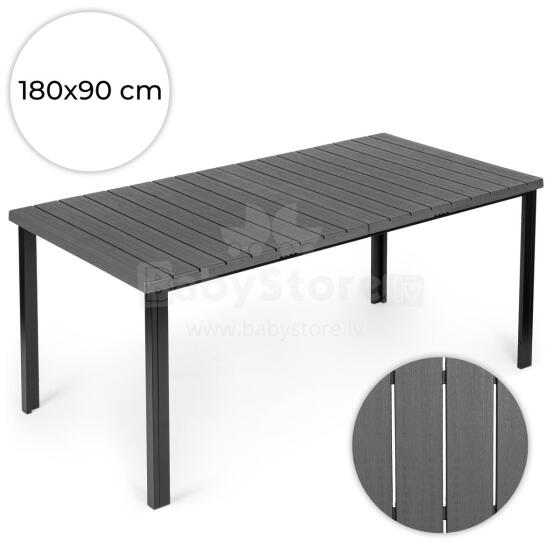 Liels dārza galds 8 personām 180x90 cm terasei dārzā pelēks virsma MultiGarden