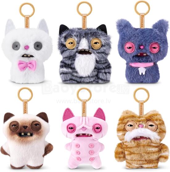 Fuggler Alley Cat Keyring Art.299879 atslēgu piekariņu sērija : Smieklīga, neglīta monstra plīša kolekcionējama rotaļlieta RANDOM,1 gab