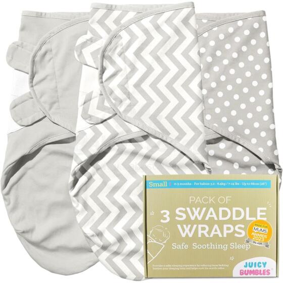 Summer Infant Swaddle Set Art.299916 Swaddle Me Gray Cotton swaddle for comfortable sleep; suitable for swaddling babies weighing 3.2 kg to 6.4 kg.3 psc