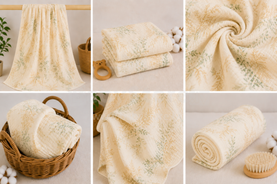 Yukkidds Muslin Cloths Art.299920 Green Leaf Augstākās kvalitātes muslina autiņš no bambusa , 1 gb. (60x60 cm)